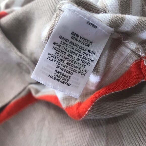 Halogen L Sweater Button Stripe Fall Cream Orange​​​​ - Picture 6 of 14